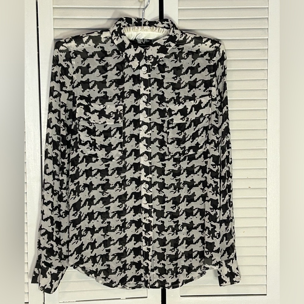 INC sheer houndstooth blouse 12P